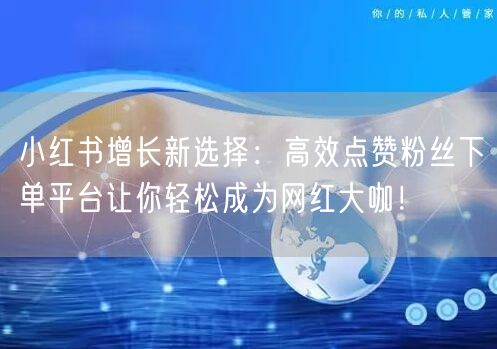 小红书增长新选择：高效点赞粉丝下单平台让你轻松成为网红大咖！