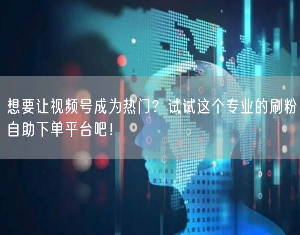想要让视频号成为热门？试试这个专业的刷粉自助下单平台吧！