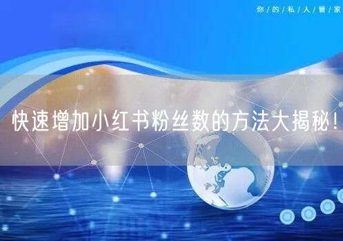 快速增加小红书粉丝数的方法大揭秘！